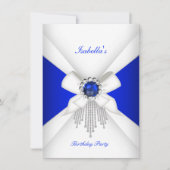 バースデーパーティー王室のブルーホワイトダイヤモンドパール 招待状 (正面)