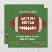 バースデーパーティー用のスクエア·フットボール·招待状をテーマにした 招待状 (正面/裏面)