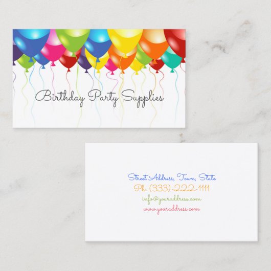 バースデーパーティー用品バルーン名刺 名刺 (正面/裏面)