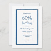 バースデーパーティー白い青い銀航海の色 招待状 (正面)