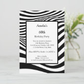 バースデーパーティー白黒ウェーブ 招待状 (スタンド正面)