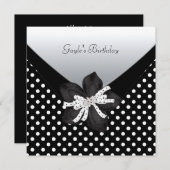 バースデーパーティー白黒スポット 招待状 (正面/裏面)