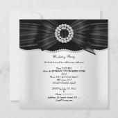 バースデーパーティー白黒パールダイヤモンドイメージ 招待状 (裏面)