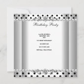 バースデーパーティー白黒パール水玉模様 招待状 (裏面)