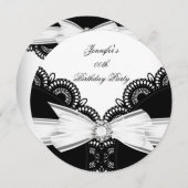 バースデーパーティー白黒レースダイヤモンドトップ2 招待状 (正面/裏面)