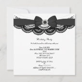 バースデーパーティー白黒レースボウストライプ 招待状 (裏面)