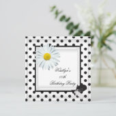 バースデーパーティー白黒水玉模様デイジー 招待状 (スタンド正面)