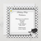 バースデーパーティー白黒水玉模様デイジー 招待状 (裏面)