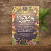 バースデーパーティー秋のメープルサンフラワーパンプキンウッド 招待状