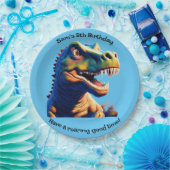 バースデーパーティー紙プレート。恐竜。編集可能。 ペーパープレート (パーティー)