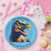 バースデーパーティー紙プレート。恐竜。編集可能。 ペーパープレート (パーティー)