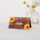 バースデーパーティー素朴なヒマワリのユーカリグリッター プレイスカード (裏面)