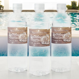 バースデーパーティー素朴ウッドメイソンジャールストリングライト ペットボトルラベル