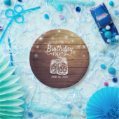 バースデーパーティー素朴ウッドメイソンジャールストリングライト ペーパープレート (パーティー)