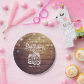 バースデーパーティー素朴ウッドメイソンジャールストリングライト ペーパープレート (パーティー)