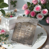 バースデーパーティー素朴レースバーラップクロスバーンウッド 招待状