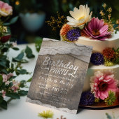 バースデーパーティー素朴レースバーラップクロスバーンウッド 招待状