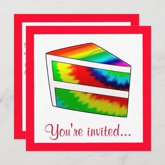 バースデーパーティー絞り染めケーキ 招待状 (正面/裏面)