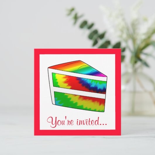 バースデーパーティー絞り染めケーキ 招待状 (スタンド正面)