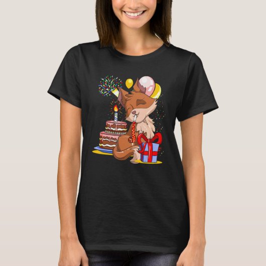 バースデーパーティー自然動物かわいい森キツネ Tシャツ (正面)