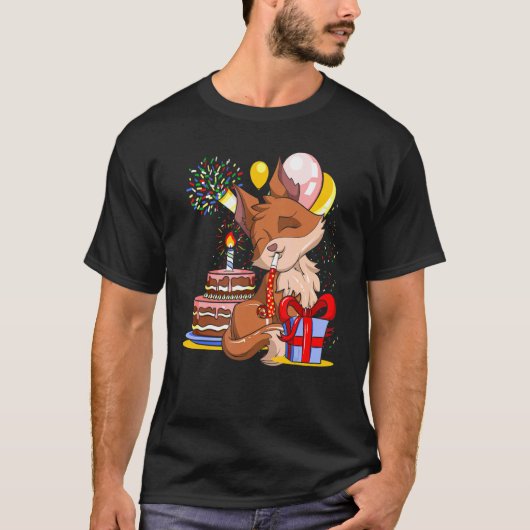 バースデーパーティー自然動物かわいい森キツネ Tシャツ (正面)