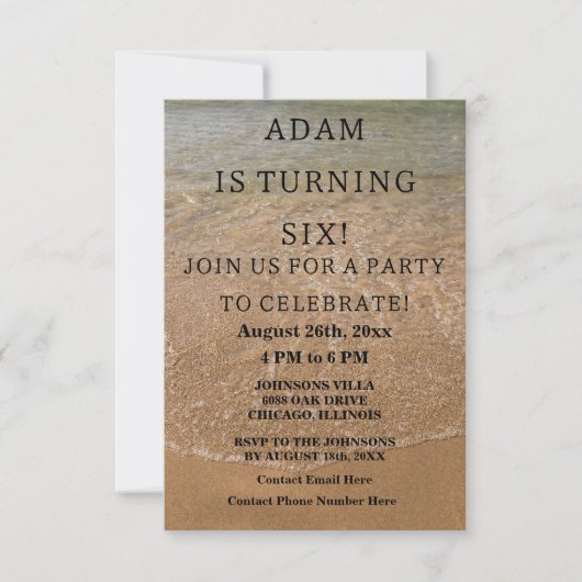 バースデーパーティー航海のビーチカスタムトレンディーかわいい 招待状 (正面)