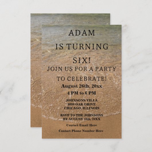 バースデーパーティー航海のビーチカスタムトレンディーかわいい 招待状 (正面/裏面)