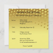 バースデーパーティー赤いハート金ゴールドとブラック 招待状 (裏面)