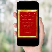 バースデーパーティー赤い金ゴールド紙吹雪ふりかけ 招待状