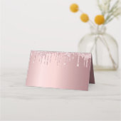 バースデーパーティー赤面ピンクグリッタースパークル プレイスカード (裏面)