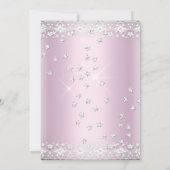 バースデーパーティー赤面ピンクシルバースパークルレース 招待状 (裏面)