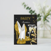 バースデーパーティー金ゴールドイエローシューズ 招待状 (スタンド正面)