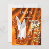 バースデーパーティー金ゴールドオレンジイエローシューズ 招待状 (正面)
