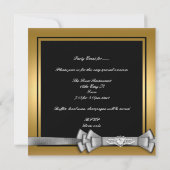 バースデーパーティー金ゴールドブラックシャンデリアシルバーボウ 招待状 (裏面)
