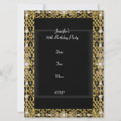 バースデーパーティー金ゴールドブラックディスコ任意の年齢 招待状 (裏面)