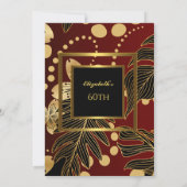 バースデーパーティー金ゴールドブルゴーニュフローラ 招待状 (裏面)