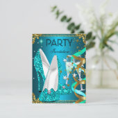 バースデーパーティー金ゴールドブルーシューズ 招待状 (スタンド正面)