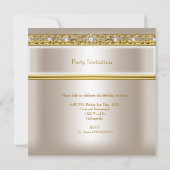 バースデーパーティー金ゴールドホワイトクリームシャンデリア 招待状 (裏面)