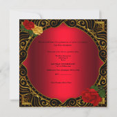 バースデーパーティー金ゴールドレッドイエローローズシャンデリア 招待状 (裏面)