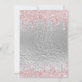 バースデーパーティー銀のグリッターは金属のピンクを乾燥 招待状 (裏面)