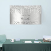 バースデーパーティー銀のグリッタードリップスパークルグラーム 横断幕 (トレードショー)