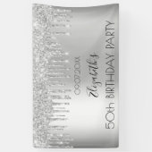 バースデーパーティー銀のグリッタードリップスパークルグラーム 横断幕 (縦)