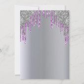 バースデーパーティー銀パープルグリッターの輝き 招待状 (裏面)