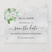 バースデーパーティー銀フローラ保存の日付カード (正面)