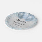 バースデーパーティー銀色のグリッターバルーン ペーパープレート (アングル)