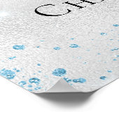 バースデーパーティー銀色のグリッター写真へようこそ ポスター (角)