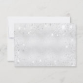 バースデーパーティー銀色の花模様グリッタースクリプト セーブザデート (裏面)