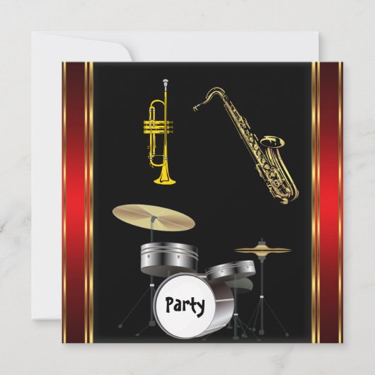 バースデーパーティー音楽ダンス招待状 招待状 (正面)