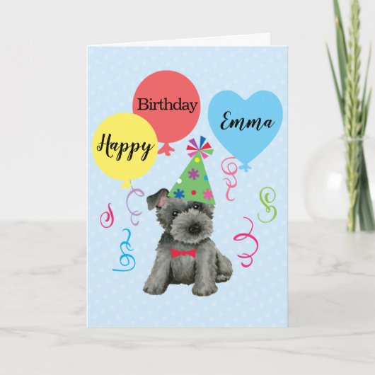 バースデーパーティー風船スコティッシュテリア カード (正面)