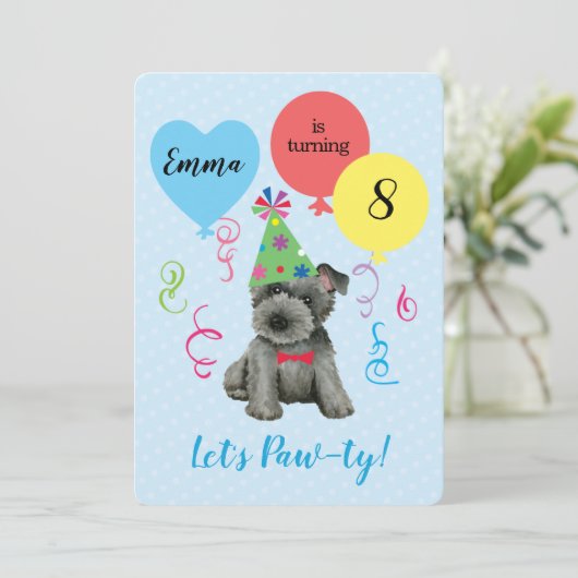 バースデーパーティー風船スコティッシュテリア 招待状 (スタンド正面)